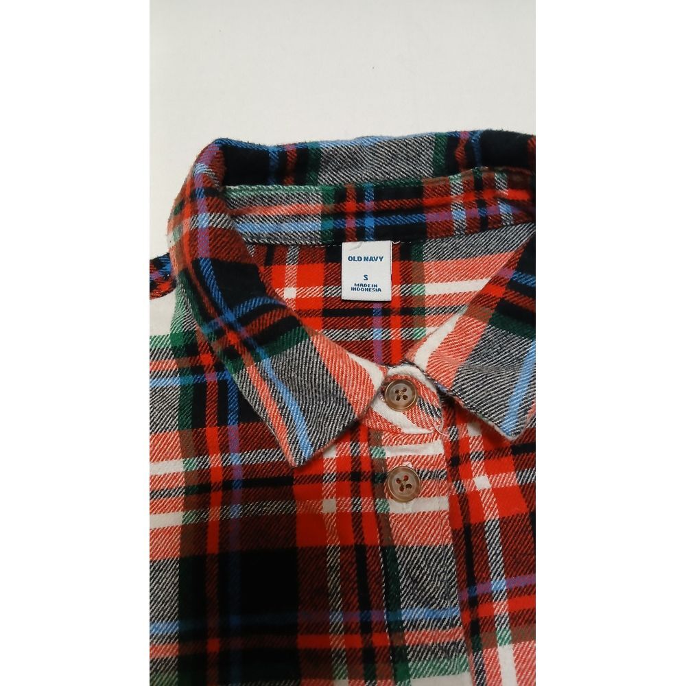 Old Navy Women's Red / Multicolor Plaid Cotton Long Sleeve Flannel Size Small - Picture 2 of 6